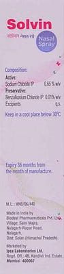 Solvin 0.65% Bottle Of 20ml Nasal Spray