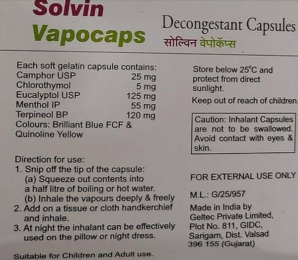 Solvin Strip Of 10 Vapocaps