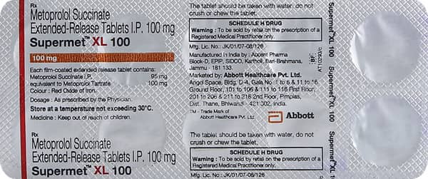 Supermet Xl 100Mg Strip Of 10 Tablets