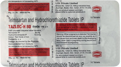 Tazloc H 80mg Strip Of 10 Tablets