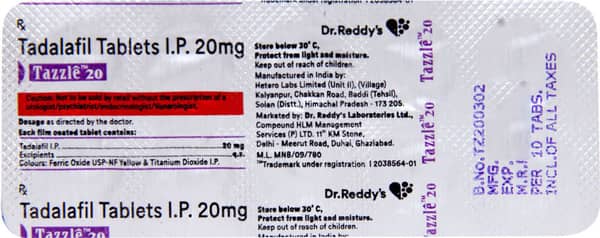 Tazzle (Tadalafil) 20mg Strip Of 10 Tablets