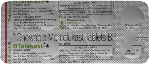 Telekast 4mg Strip Of 10 Chewable Tablets