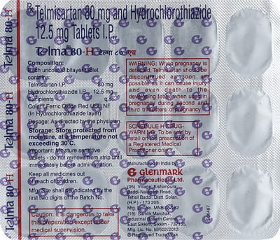 Telma H 80mg Strip Of 15 Tablets