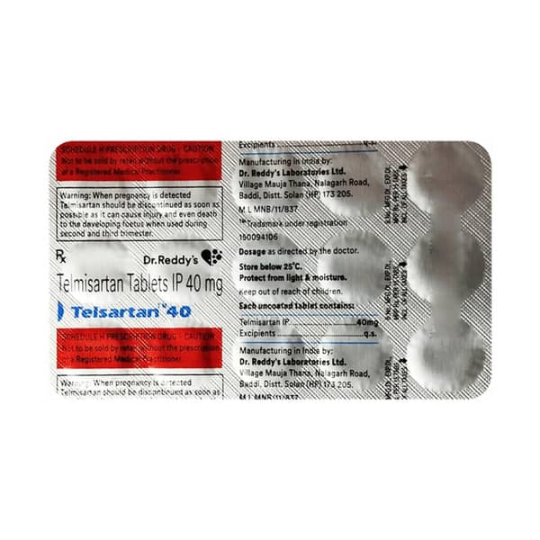 Telsartan 40mg Strip Of 15 Tablets