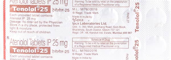 Tenolol 25mg Strip Of 14 Tablets