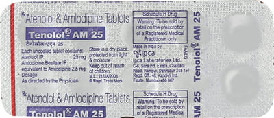 Tenolol Am 25mg Strip Of 10 Tablets