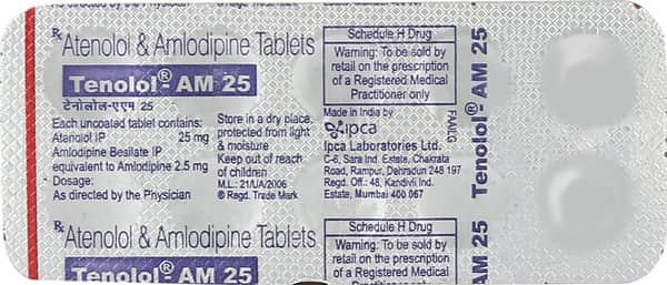 Tenolol Am 25Mg Strip Of 10 Tablets