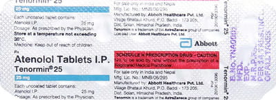 Tenormin 25mg Strip Of 14 Tablets