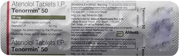 Tenormin 50mg Strip Of 14 Tablets