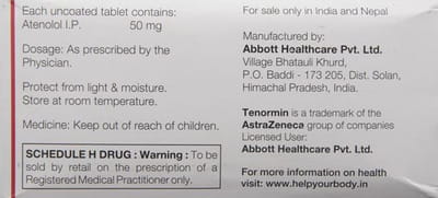 Tenormin 50mg Strip Of 14 Tablets