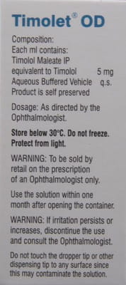 Timolet Od Bkc Free Bottle Of 3ml Eye Drops