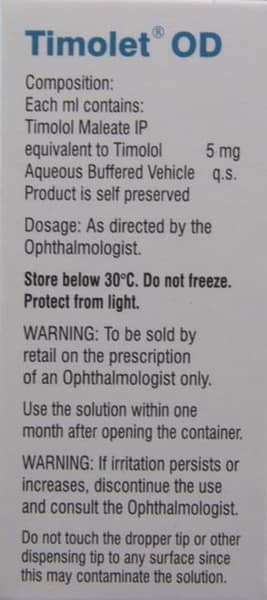 Timolet Od Bkc Free Bottle Of 3ml Eye Drops