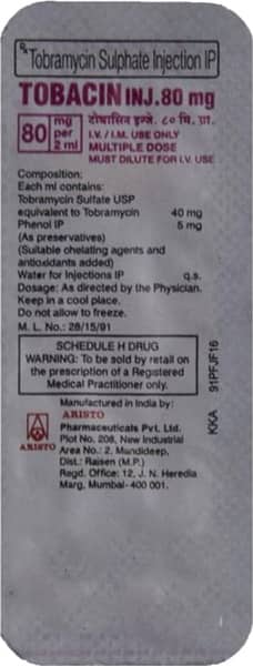 Tobacin 80mg Vial Of 2ml Injection