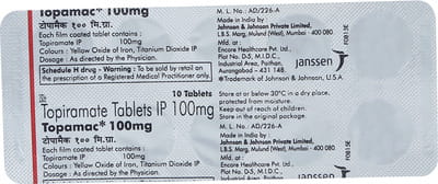 Topamac 100mg Strip Of 10 Tablets