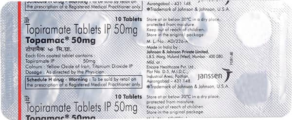 Topamac 50mg Strip Of 10 Tablets