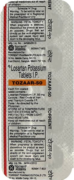 Tozaar 50mg Strip Of 10 Tablets