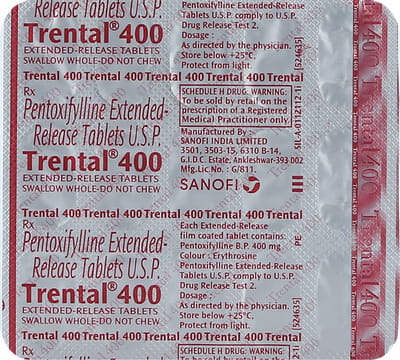 Trental 400mg Strip Of 15 Tablets