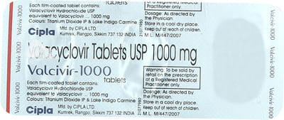Valcivir 1000mg Strip Of 3 Tablets