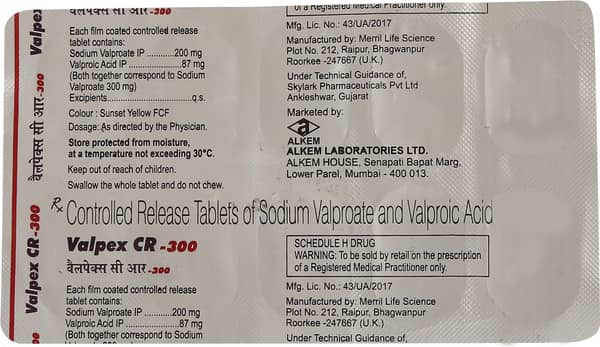 Valpex Cr 300mg Strip Of 10 Tablets