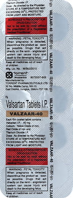 Valzaar 40mg Strip Of 10 Tablets