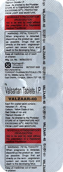 Valzaar 40mg Strip Of 10 Tablets