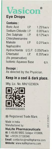Vasicon Bottle Of 10ml Eye Drops