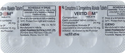 Vertidom Strip Of 10 Tablets