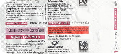 Vertistar Md 8mg Strip Of 10 Tablets