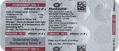 Vomikind Md 4mg Strip Of 10 Tablets