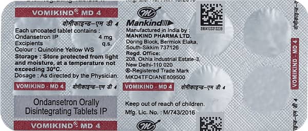 Vomikind Md 4Mg Strip Of 10 Tablets