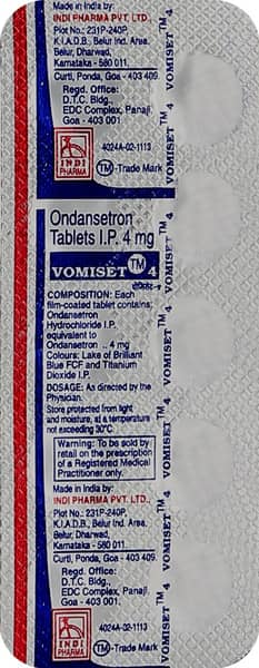Vomiset 4mg Strip Of 10 Tablets