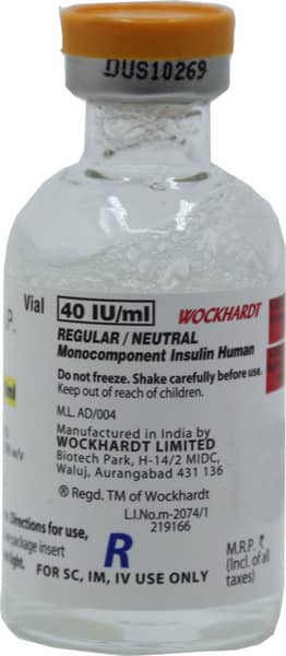 Wosulin R 40iu Vial Of 10ml Injection