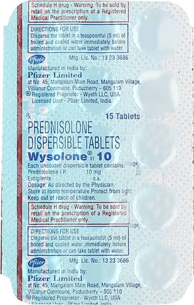 Wysolone Dt 10Mg Strip Of 15 Tablets