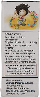 Xyzal 2.5mg Bottle Of 60ml Syrup
