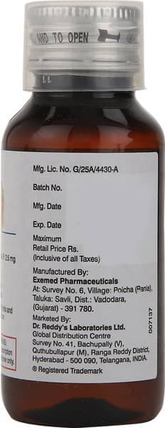 Xyzal 2.5mg Bottle Of 60ml Syrup
