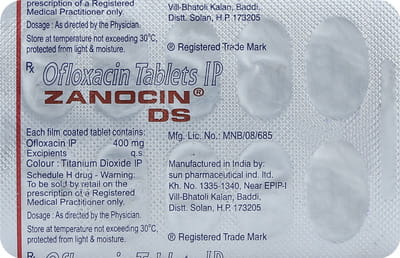 Zanocin Ds 400mg Strip Of 10 Tablets