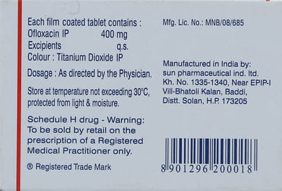 Zanocin Ds 400mg Strip Of 10 Tablets