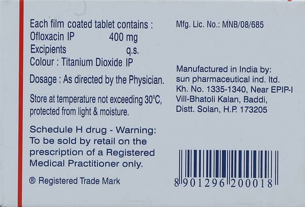 Zanocin Ds 400mg Strip Of 10 Tablets