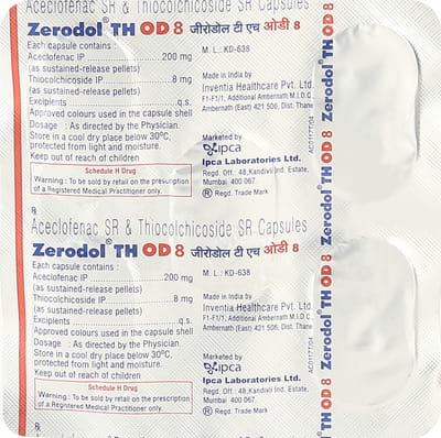 Zerodol Th Od 8mg Strip Of 5 Capsules