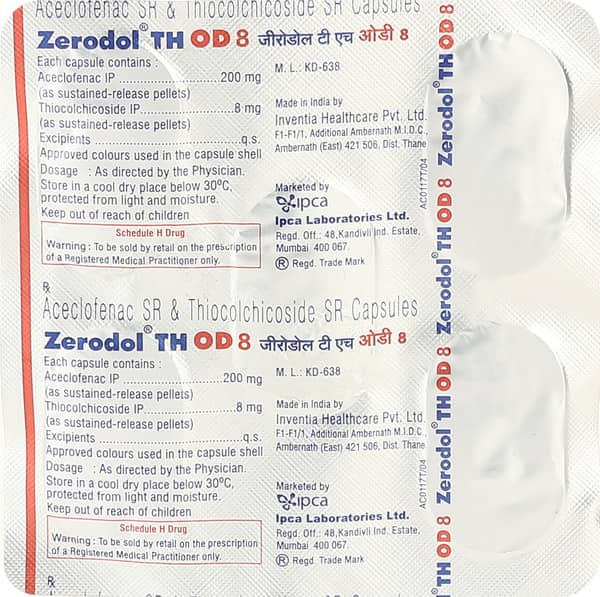 Zerodol Th Od 8mg Strip Of 5 Capsules
