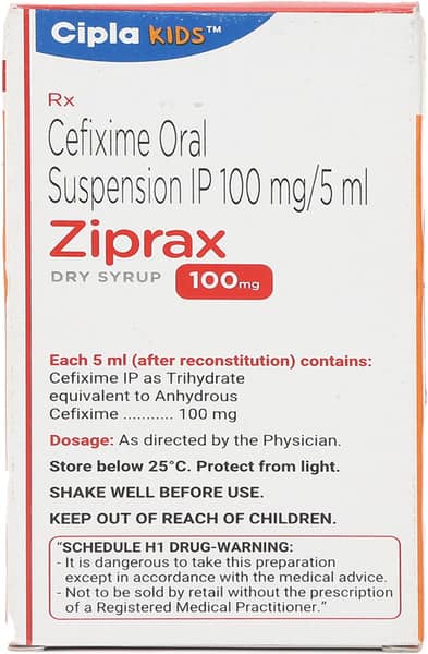 Ziprax 100mg Strawberry Flavour Bottle Of 30ml Dry Syrup