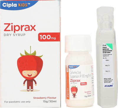 Ziprax 100mg Strawberry Flavour Bottle Of 30ml Dry Syrup
