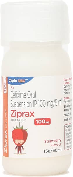 Ziprax 100mg Strawberry Flavour Bottle Of 30ml Dry Syrup