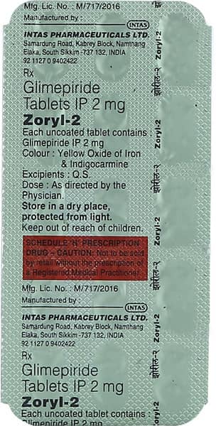 Zoryl 2mg Strip Of 15 Tablets