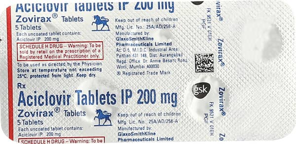 Zovirax 200mg Strip Of 5 Tablets