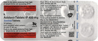 Zovirax 400mg Strip Of 10 Tablets