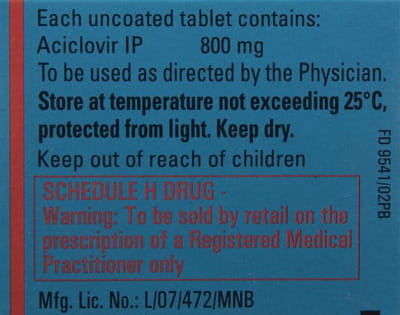 Zovirax 800mg Strip Of 5 Tablets