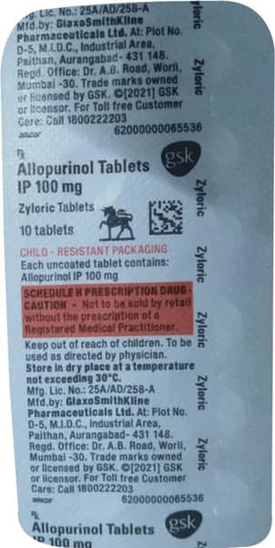 Zyloric 100Mg Strip Of 10 Tablets