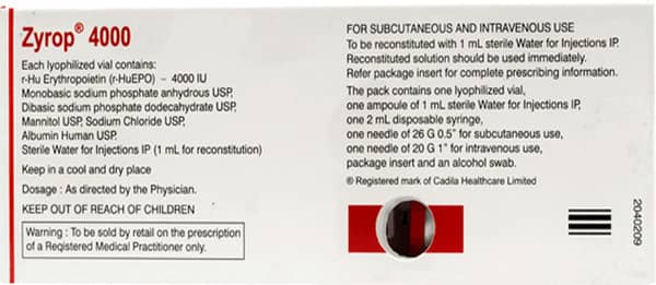 Zyrop 4000Iu Dry Vial Of 1 Powder For Injection