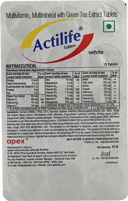 Actilife Strip Of 15 Tablets